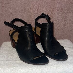 Franco Sarto Black Peep-Toe Heels
